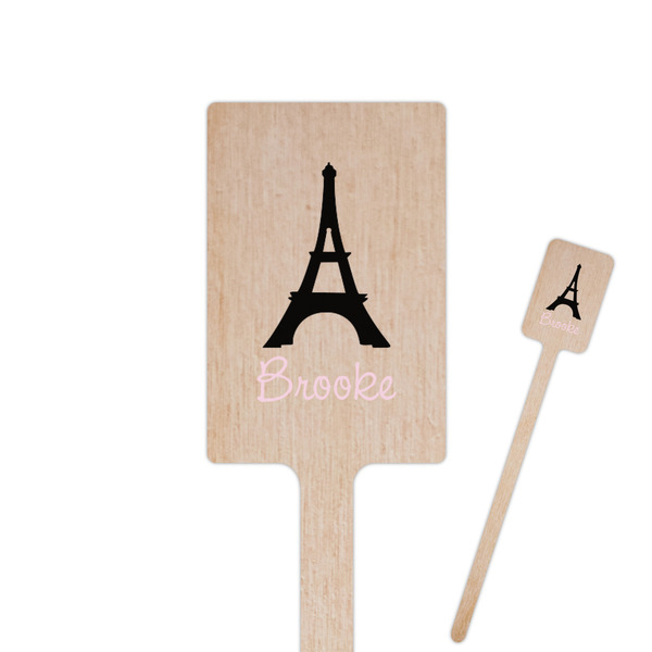 Custom Black Eiffel Tower 6.25" Rectangle Wooden Stir Sticks - Double Sided (Personalized)