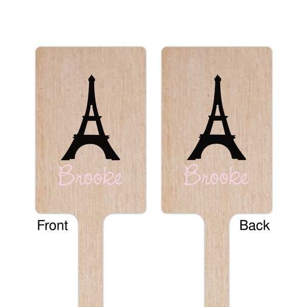 Black Eiffel Tower Wooden 6.25" Stir Stick - Rectangular - Double Sided - Front & Back