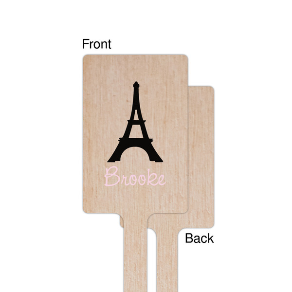 Black Eiffel Tower Wooden 6.25" Stir Stick - Rectangular - Single - Front & Back