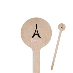 Black Eiffel Tower 6" Round Wooden Stir Sticks - Double Sided (Personalized)