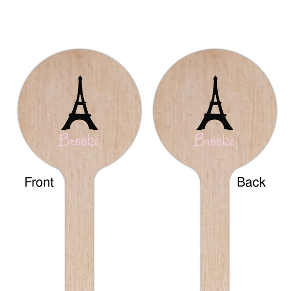 Black Eiffel Tower Wooden 6" Stir Stick - Round - Double Sided - Front & Back