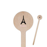 Black Eiffel Tower 7.5" Round Wooden Stir Sticks - Single Sided (Personalized)