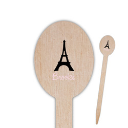 Black Eiffel Tower Oval Wooden Food Picks (Personalized)