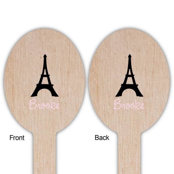 Black Eiffel Tower Wooden Food Pick - Oval - Double Sided - Front & Back