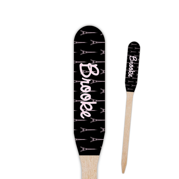 Custom Black Eiffel Tower Paddle Wooden Food Picks - Double Sided (Personalized)