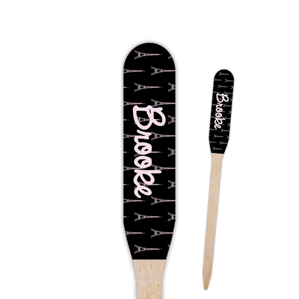 Custom Black Eiffel Tower Paddle Wooden Food Picks (Personalized)