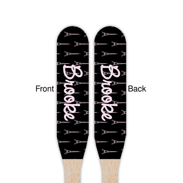 Black Eiffel Tower Wooden Food Pick - Paddle - Double Sided - Front & Back