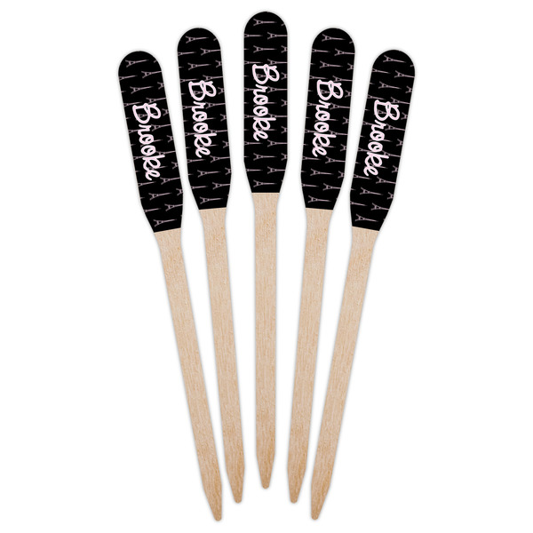 Black Eiffel Tower Wooden Food Pick - Paddle - Fan View