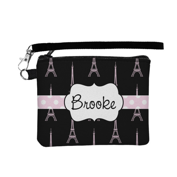 Custom Black Eiffel Tower Wristlet ID Case w/ Name or Text