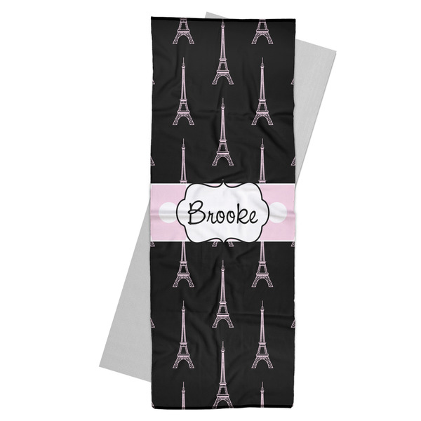 Custom Black Eiffel Tower Yoga Mat Towel (Personalized)