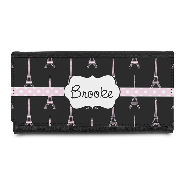 Custom Black Eiffel Tower Leatherette Ladies Wallet (Personalized)