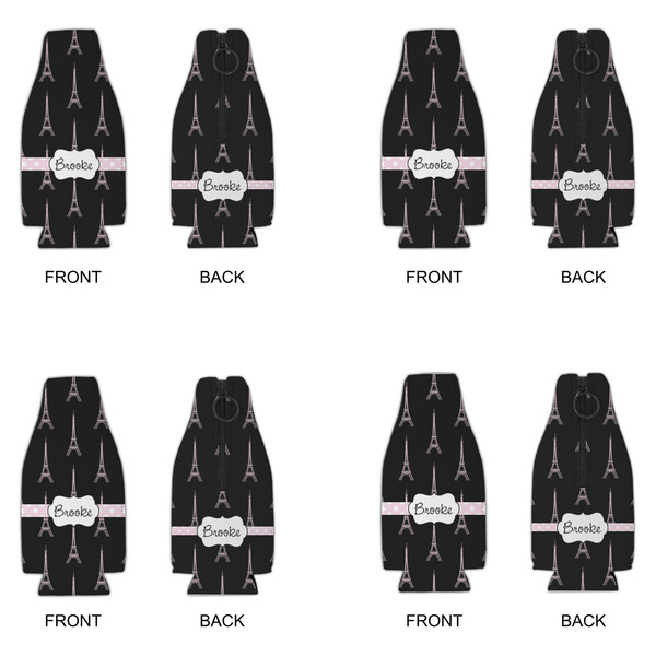 Black Eiffel Tower Zipper Bottle Cooler - Set of 4 - APPROVAL