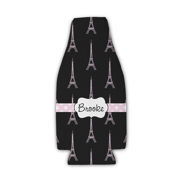 Black Eiffel Tower Zipper Bottle Cooler - Set of 4 - FRONT
