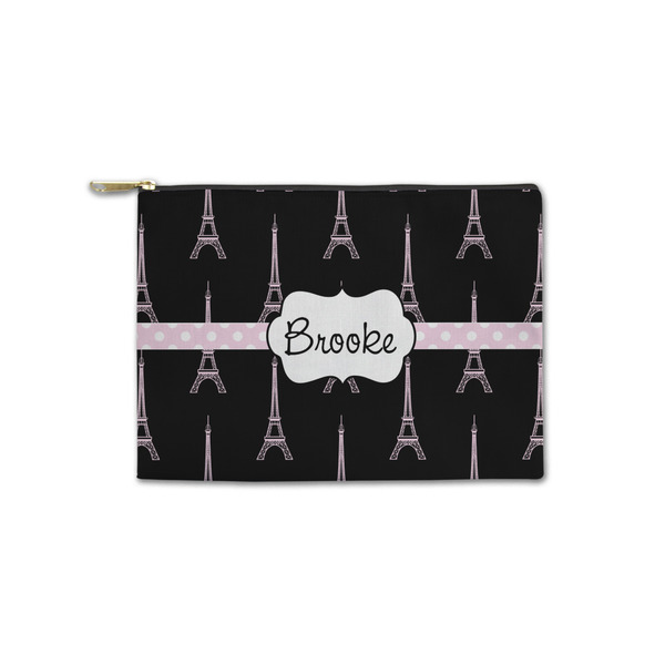 Custom Black Eiffel Tower Zipper Pouch - Small - 8.5"x6" (Personalized)