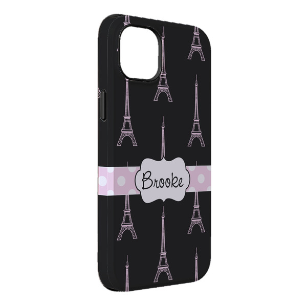 Custom Black Eiffel Tower iPhone Case - Rubber Lined - iPhone 14 Plus (Personalized)