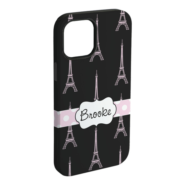 Custom Black Eiffel Tower iPhone Case - Rubber Lined - iPhone 15 Pro Max (Personalized)