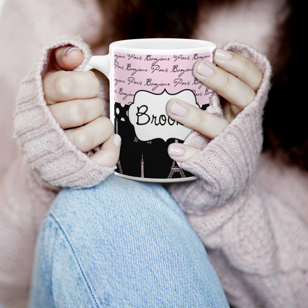 Paris Bonjour and Eiffel Tower 11oz Coffee Mug - LIFESTYLE