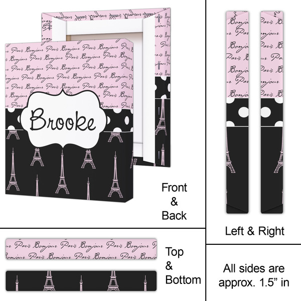 Paris Bonjour and Eiffel Tower 11x14 - Canvas Print - Approval