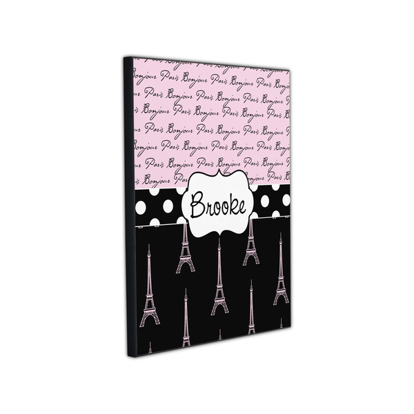 Paris Bonjour and Eiffel Tower 11x14 Wood Print - Angle View