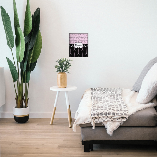 Paris Bonjour and Eiffel Tower 11x14 Wood Print - In Context