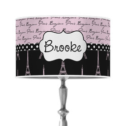 Paris Bonjour and Eiffel Tower 12" Drum Lamp Shade - Poly-film (Personalized)