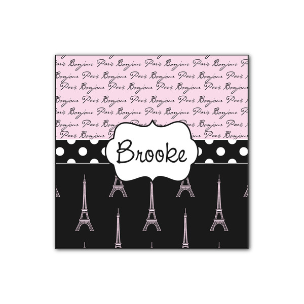 Custom Paris Bonjour and Eiffel Tower Wood Print - 12x12 (Personalized)