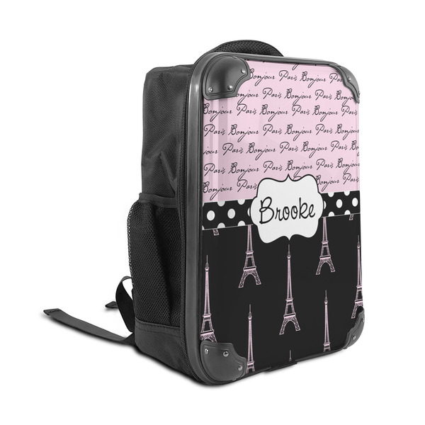 Paris Bonjour and Eiffel Tower 15" Backpack - ANGLE VIEW