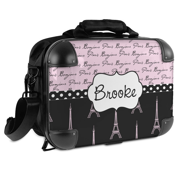 Custom Paris Bonjour and Eiffel Tower Hard Shell Briefcase (Personalized)