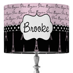Paris Bonjour and Eiffel Tower 16" Drum Lamp Shade - Fabric (Personalized)