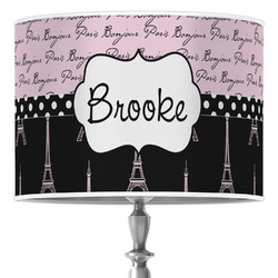 Paris Bonjour and Eiffel Tower 16" Drum Lamp Shade - Poly-film (Personalized)