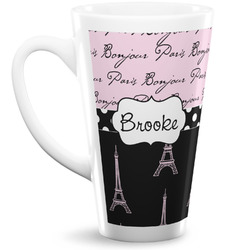Paris Bonjour and Eiffel Tower Latte Mug (Personalized)