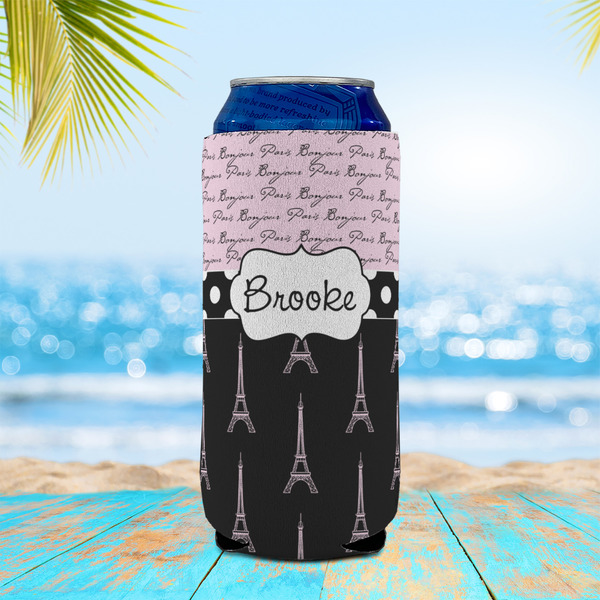 Paris Bonjour and Eiffel Tower 16oz Can Sleeve - LIFESTYLE