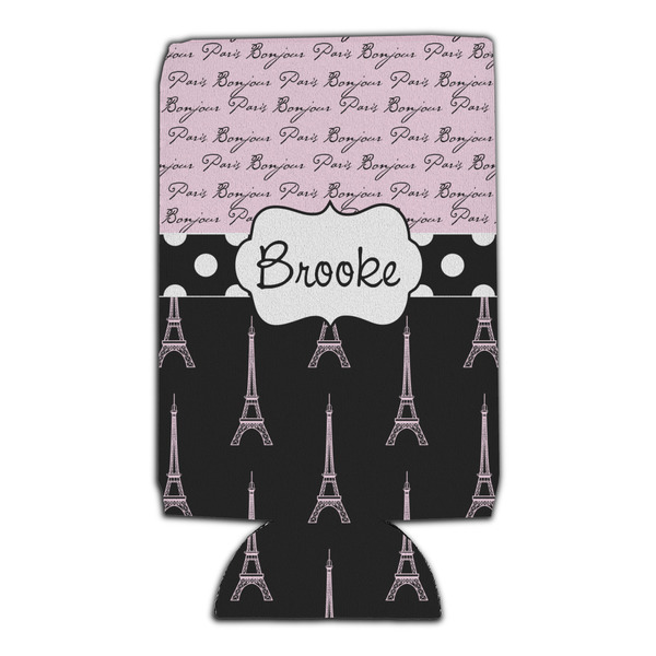 Paris Bonjour and Eiffel Tower 16oz Can Sleeve - Set of 4 - FRONT