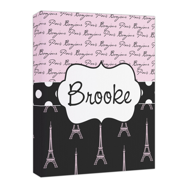 Custom Paris Bonjour and Eiffel Tower Canvas Print - 16x20 (Personalized)