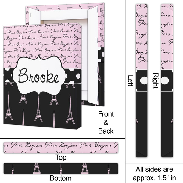 Paris Bonjour and Eiffel Tower 16x20 - Canvas Print - Approval