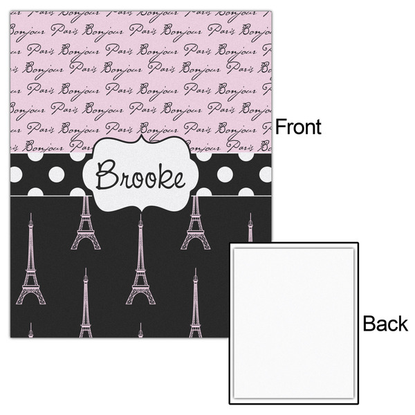 Paris Bonjour and Eiffel Tower 16x20 - Matte Poster - Front & Back