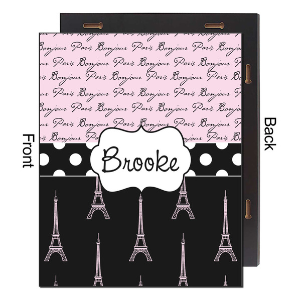 Paris Bonjour and Eiffel Tower 16x20 Wood Print - Front & Back View