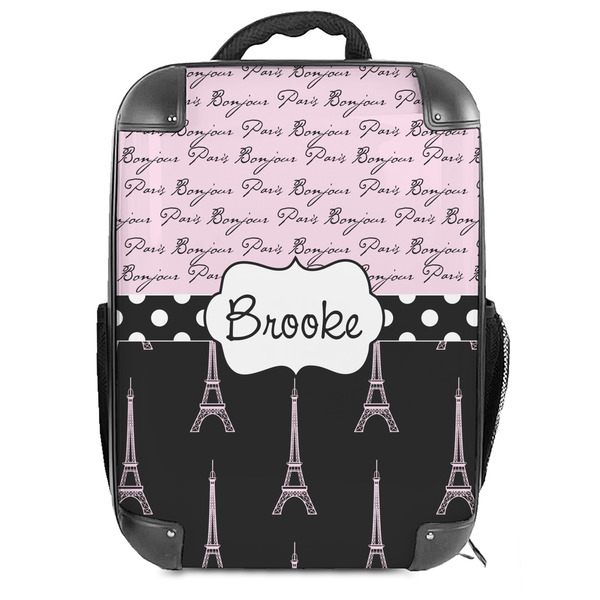 Custom Paris Bonjour and Eiffel Tower Hard Shell Backpack (Personalized)