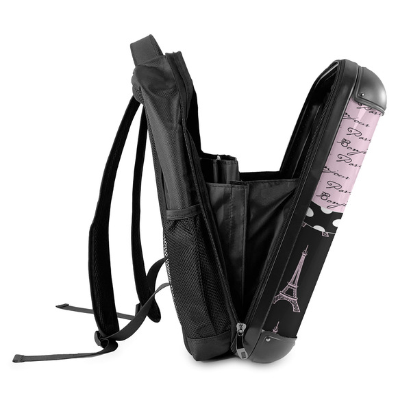 Paris Bonjour and Eiffel Tower 18" Hard Shell Backpacks - SIDE OPEN