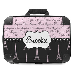Paris Bonjour and Eiffel Tower Hard Shell Briefcase - 18" (Personalized)