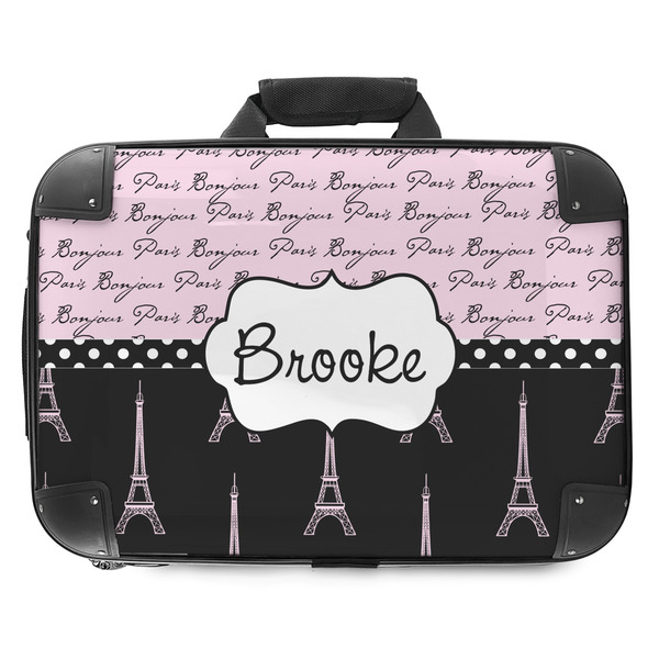 Custom Paris Bonjour and Eiffel Tower Hard Shell Briefcase - 18" (Personalized)