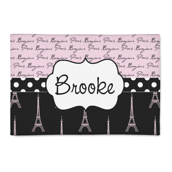 Custom Paris Bonjour and Eiffel Tower 2' x 3' Patio Rug (Personalized)