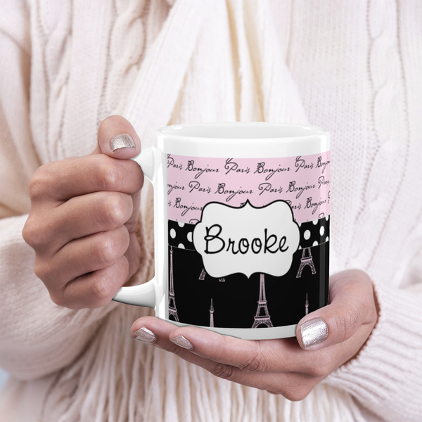 Paris Bonjour and Eiffel Tower 20oz Coffee Mug - LIFESTYLE
