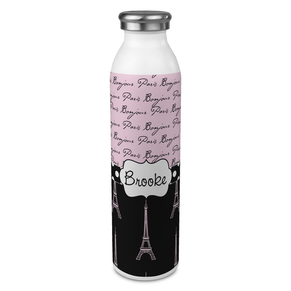 Custom Paris Bonjour and Eiffel Tower 20oz Stainless Steel Water Bottle - Full Print (Personalized)