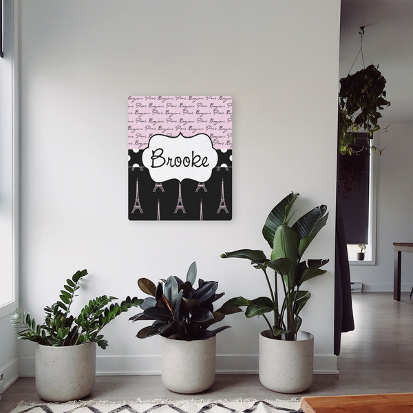 Paris Bonjour and Eiffel Tower 20x24 - Canvas Print - In Context