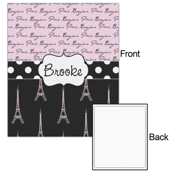 Paris Bonjour and Eiffel Tower 20x24 - Matte Poster - Front & Back
