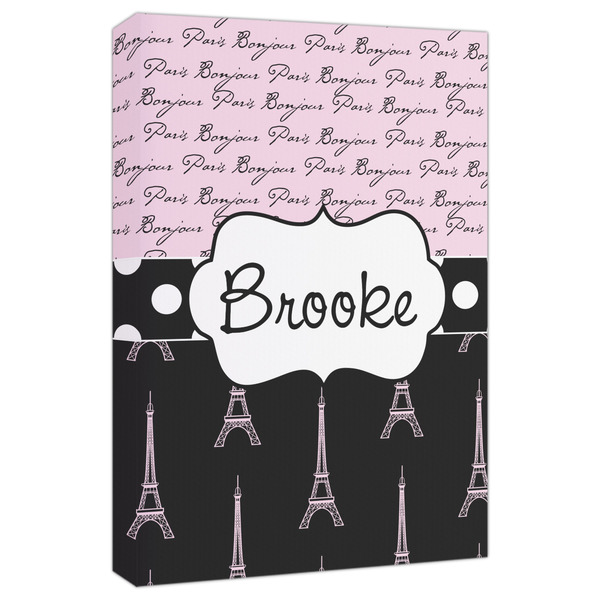 Custom Paris Bonjour and Eiffel Tower Canvas Print - 20x30 (Personalized)