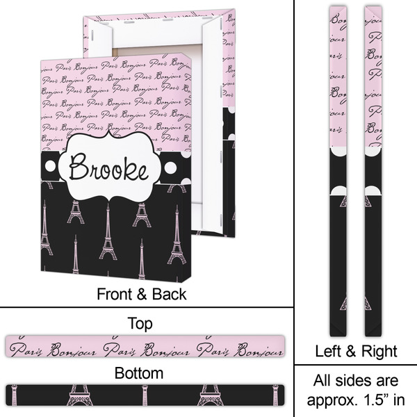 Paris Bonjour and Eiffel Tower 20x30 - Canvas Print - Approval