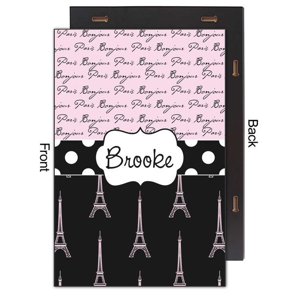 Paris Bonjour and Eiffel Tower 20x30 Wood Print - Front & Back View