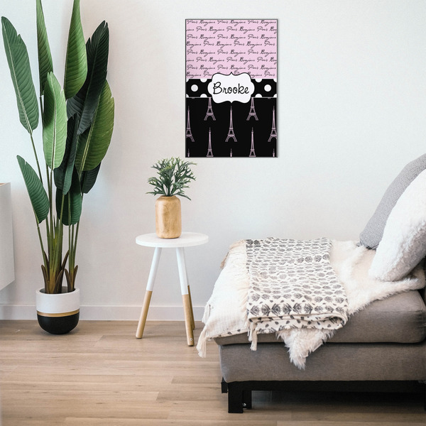 Paris Bonjour and Eiffel Tower 20x30 Wood Print - In Context